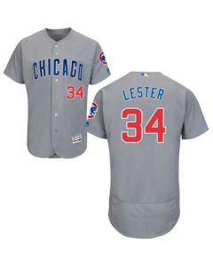 Cubs #34 Jon Lester Grey Flexbase Authentic Collection Road Stitched MLB Jersey