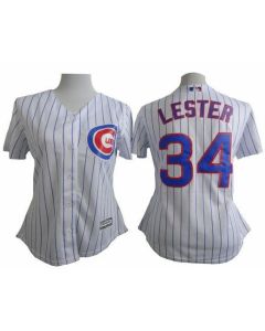 Cubs #34 Jon Lester White(Blue Strip) Women's Fashion Stitched MLB Jersey