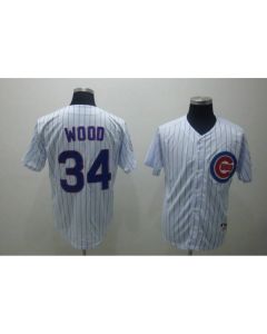 Cubs #34 Kerry Wood Stitched 3-Patch White MLB Jersey