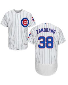 Cubs #38 Carlos Zambrano White(Blue Strip) Flexbase Authentic Collection Stitched MLB Jersey