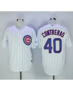 Cubs #40 Willson Contreras White Strip New Cool Base Stitched MLB Jersey
