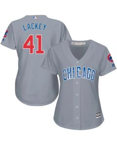 Cubs #41 John Lackey Grey Road Women's Stitched MLB Jersey