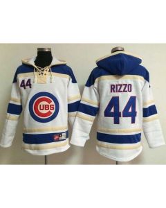 Cubs #44 Anthony Rizzo White Sawyer Hooded Sweatshirt MLB Hoodie