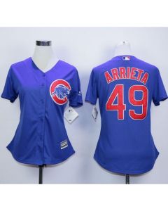 Cubs #49 Jake Arrieta Blue Alternate Women's Stitched MLB Jersey