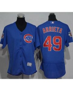 Cubs #49 Jake Arrieta Blue Flexbase Authentic Women's Stitched MLB Jersey