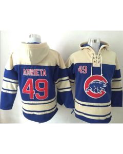 Cubs #49 Jake Arrieta Blue Sawyer Hooded Sweatshirt MLB Hoodie