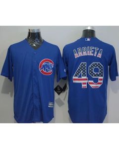 Cubs #49 Jake Arrieta Blue USA Flag Fashion Stitched MLB Jersey