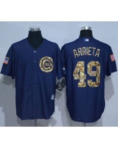 Cubs #49 Jake Arrieta Denim Blue Salute to Service Stitched MLB Jersey