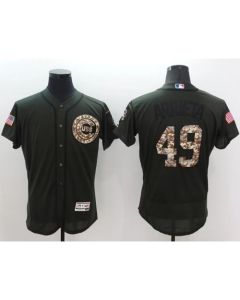 Cubs #49 Jake Arrieta Green Flexbase Authentic Collection Salute to Service Stitched MLB Jersey