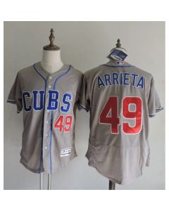 Cubs #49 Jake Arrieta Grey Flexbase Authentic Collection Alternate Road Stitched MLB Jersey