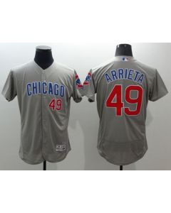 Cubs #49 Jake Arrieta Grey Flexbase Authentic Collection Road Stitched MLB Jersey
