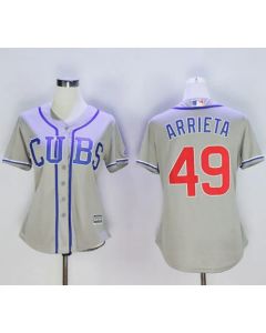 Cubs #49 Jake Arrieta Grey Women's Alternate Road Stitched MLB Jersey