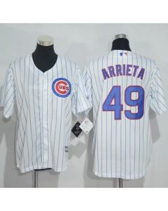 Cubs #49 Jake Arrieta White(Blue Strip) Cool Base Stitched Youth MLB Jersey