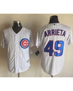 Cubs #49 Jake Arrieta White Strip New Cool Base Stitched MLB Jersey