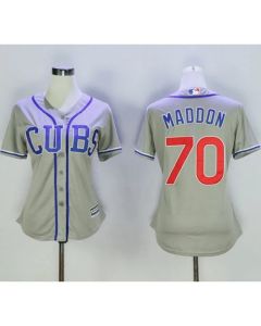 Cubs #70 Joe Maddon Grey Women's Alternate Road Stitched MLB Jersey