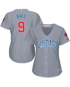 Cubs #9 Javier Baez Grey Road Women's Stitched MLB Jersey