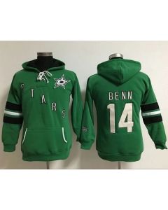 Dallas Stars #14 Jamie Benn Green Women's Old Time Heidi Hoodie NHL Hoodie