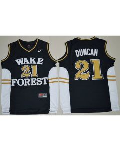 Demon Deacons #21 Tim Duncan Black Basketball Stitched Jersey