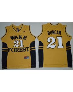 Demon Deacons #21 Tim Duncan Gold Basketball Stitched NCAA Jersey