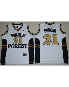 Demon Deacons #21 Tim Duncan White Basketball Stitched NCAA Jersey