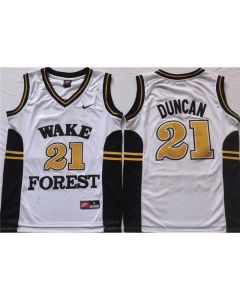 Demon Deacons #21 Tim Duncan White Stitched NCAA Jersey