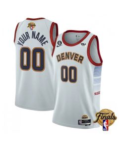 Denver Nuggets Customized White 2023 Finals Icon Edition With NO.6 Patch Stitched Jersey