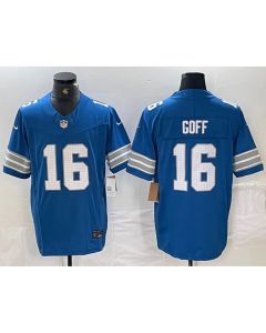 Detroit Lions Home Game Jersey Blue #16 Jared Goff Mens