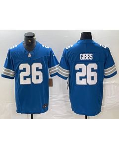 Detroit Lions Home Game Jersey Blue #26 Jahmyr Gibbs Mens