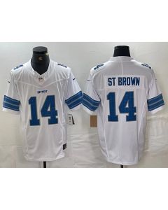 Detroit Lions Road Game Jersey White #14 Amon-Ra St. Brown Mens