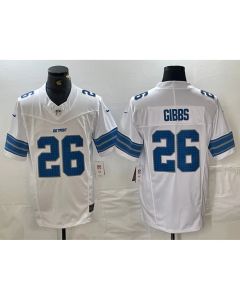 Detroit Lions Road Game Jersey White #26 Jahmyr Gibbs Mens