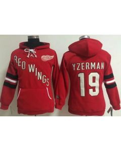 Detroit Red Wings #19 Steve Yzerman Red Women's Old Time Heidi NHL Hoodie