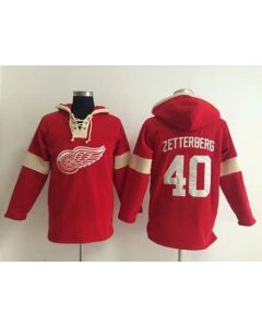 Detroit Red Wings #40 Henrik Zetterberg Red Pullover NHL Hoodie