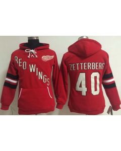 Detroit Red Wings #40 Henrik Zetterberg Red Women's Old Time Heidi NHL Hoodie