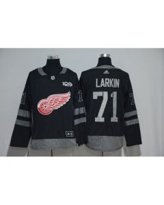 Detroit Red Wings #71 Dylan Larkin Black Men's 1917-2017 100th Anniversary Stitched NHL Jersey