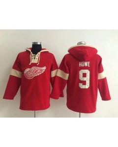 Detroit Red Wings #9 Gordie Howe Red Pullover NHL Hoodie
