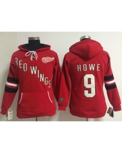 Detroit Red Wings #9 Gordie Howe Red Women's Old Time Heidi NHL Hoodie