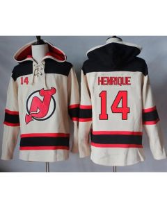 Devils #14 Adam Henrique Cream Sawyer Hooded Sweatshirt Stitched NHL Jersey