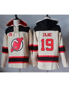 Devils #19 Travis Zajac Cream Sawyer Hooded Sweatshirt Stitched NHL Jersey