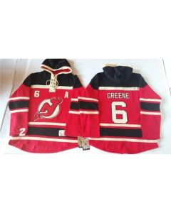 Devils #6 Andy Greene Red Sawyer Hooded Sweatshirt Stitched NHL Jersey