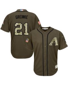 Diamondbacks #21 Zack Greinke Green Salute to Service Stitched MLB Jersey