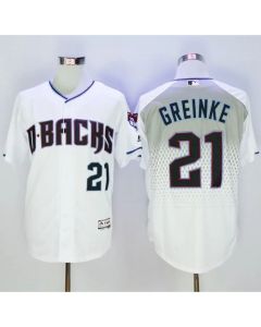 Diamondbacks #21 Zack Greinke White/Capri New Cool Base Stitched MLB Jersey