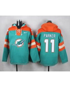 Dolphins #11 DeVante Parker Aqua Green Player Pullover NFL Hoodie