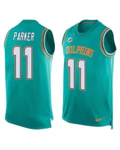 Dolphins #11 DeVante Parker Aqua Green Team Color Men's Stitched NFL Limited Tank Top Jersey