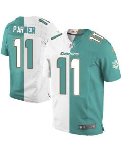 Dolphins #11 DeVante Parker Aqua Green/White Men's Stitched NFL Elite Split Jersey