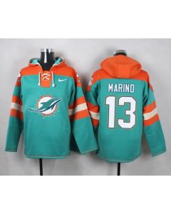 Dolphins #13 Dan Marino Aqua Green Player Pullover NFL Hoodie