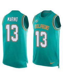 Dolphins #13 Dan Marino Aqua Green Team Color Men's Stitched NFL Limited Tank Top Jersey