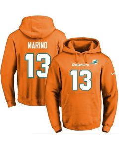 Dolphins #13 Dan Marino Orange Name & Number Pullover NFL Hoodie