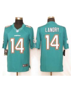 Dolphins #14 Jarvis Landry Aqua Green Team Color Men's Stitched NFL Limited Jersey