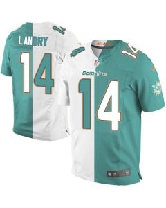 Dolphins #14 Jarvis Landry Aqua Green/White Men's Stitched NFL Elite Split Jersey