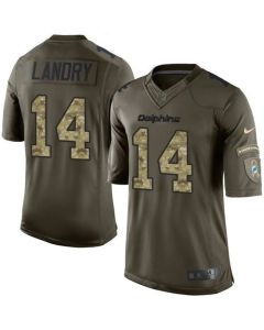 Dolphins #14 Jarvis Landry Green Youth Stitched NFL Limited Salute to Service Jersey